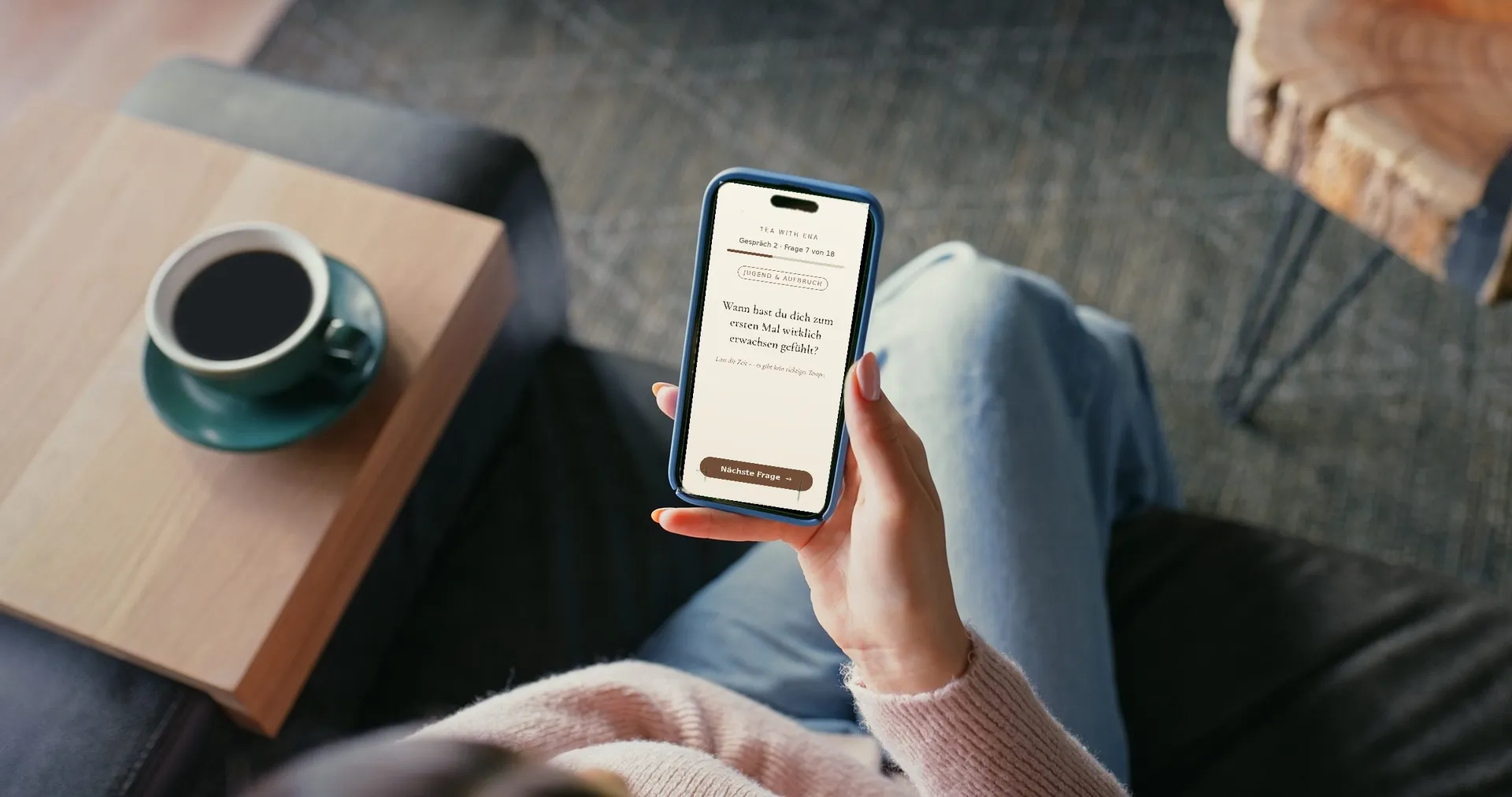 Der Leitfaden auf dem Handy: eine Frage zur Zeit